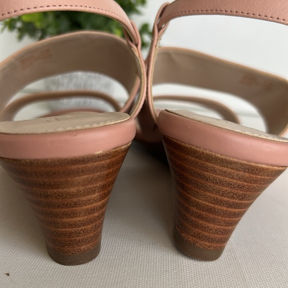 Cole Haan Sandals Women Pink Leather Slingback Wedge Buckle - Picture 17 of 17